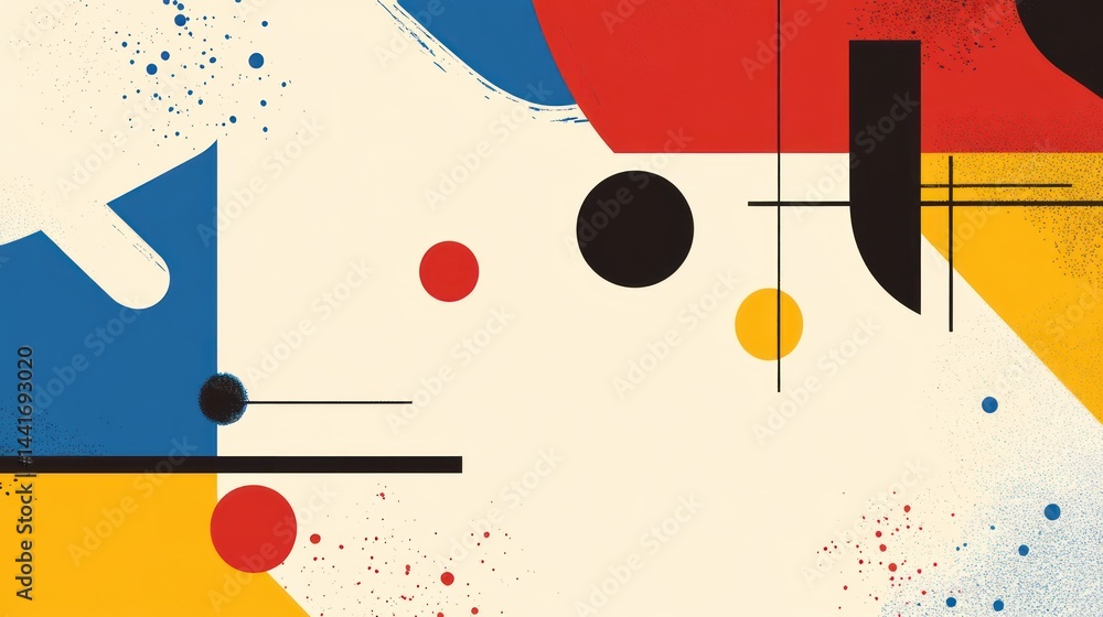 Aufkleber dynamic abstract composition with geometric shapes and vibrant c