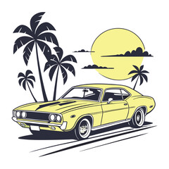 retro car on the beach
