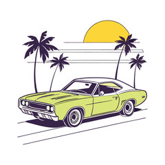 retro car on the beach