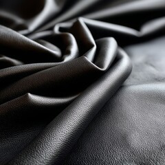 Obraz premium Elegant Black Fabric with Soft Texture and Beautiful Drapery Showcasing Smooth, Luxurious Appearance for Fashion and Design Projects