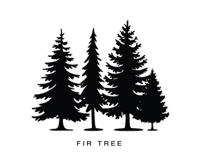 Obraz premium Modern Fir Tree Silhouette Collection Vector Set