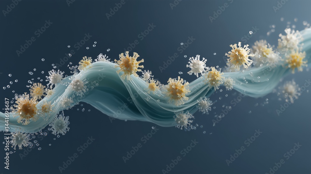 Poster silhouette of virus shapes design with light elements. virus dynamic shapes.