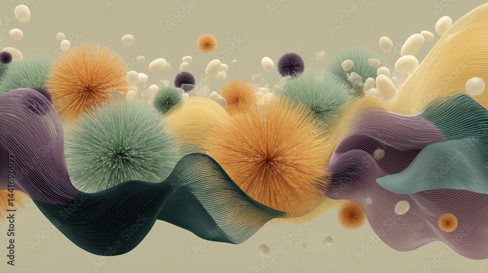 Aufkleber abstract colorful illustration with virus floating shapes and textures. virus dynamic shapes.
