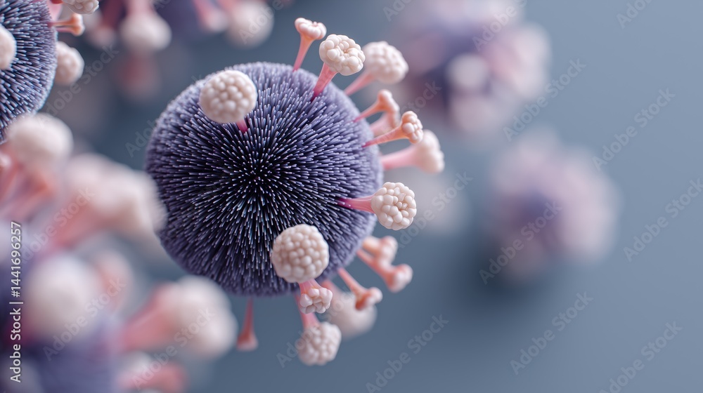 Aufkleber microscopic view of a virus with detailed structure and texture. virus dynamic shapes.
