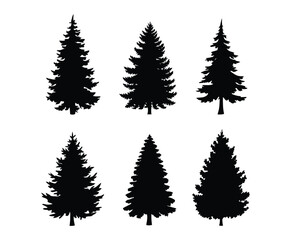 Winter Fir Tree Silhouette EPS Vector Set