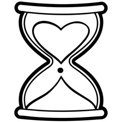 Timeless Love Hourglass with Heart Sand Line Art
