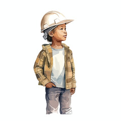 watercolor A person wearing a hard hat at a construction