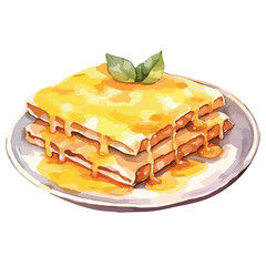 watercolor A plate of enchiladas with melted cheese illustration