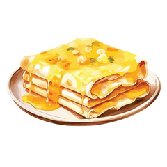 watercolor A plate of enchiladas with melted cheese illustration