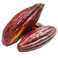 Fototapeta premium Ripe cocoa fruits displayed on a transparent background showcasing their natural color and texture, ripe cocoa fruits isolated on transparent background