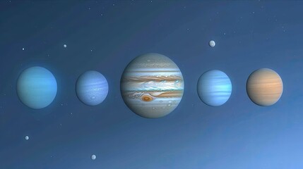 Stunning Depiction of Solar System Planets Aligned in Cosmic Space with Stars in Background
