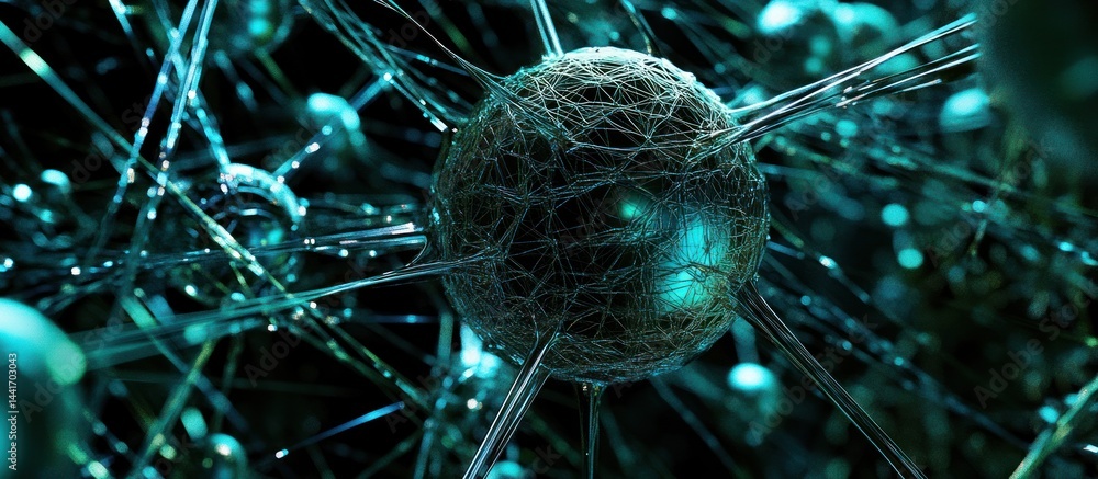 Poster conceptual visualization of futuristic neural network connection