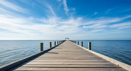 Obraz premium Ocean's Embrace: Noontide Serenity AI Generated