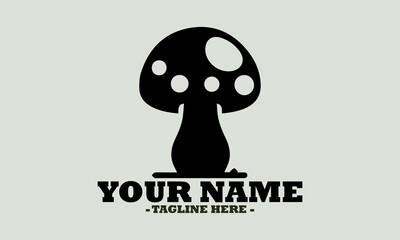 illustration Black and white drawing of mushrooms vector design, mushrooms logo art and mushrooms template design