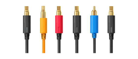 Pack of Audio Cables Against Transparent Background for Technology Branding, Sound Promotion, or Electronics Design Projects
