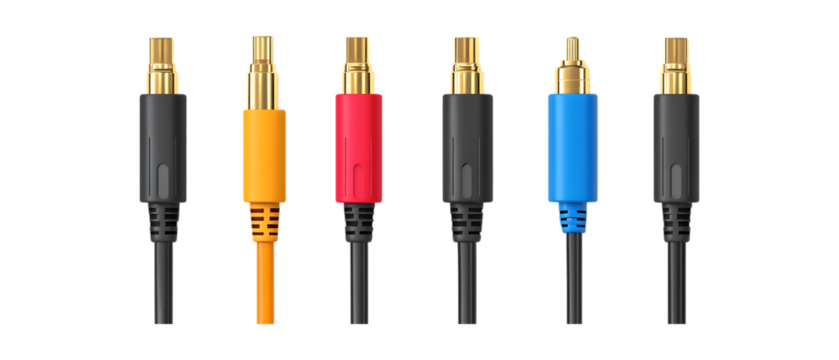 Pack of Audio Cables Against Transparent Background for Technology Branding, Sound Promotion, or Electronics Design Projects
