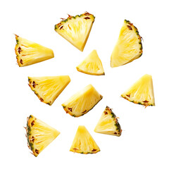 Naklejka premium Fresh Pineapple Slices on Transparent Background, PNG