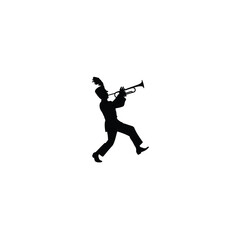 Obraz premium marching band musician silhouette on white background