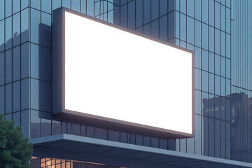 Mock up white LED display vertical billboard on building. Clipping path for Mockup.