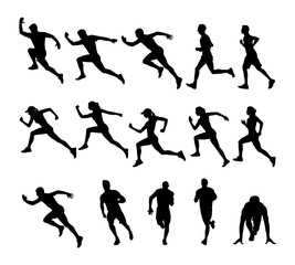 running silhouettes vector collection