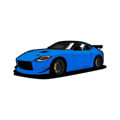 sports car illustration in blue color
