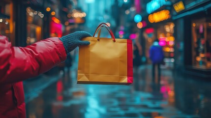 City Shopping with Wet Night, and Gift Bag.