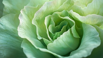 Fototapeta premium Close-Up of Fresh Green Lettuce Leaf in Soft Natural Light