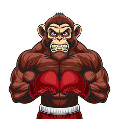 monkey boxing mascot vector illustration design