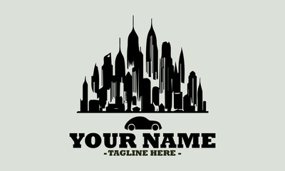 city skyline vector, city vector illustration skyline and building city logo. A city building apartment tall hi-rise logo icon