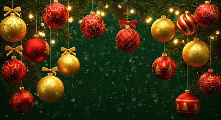 Golden & Crimson Yuletide Glow AI Generated