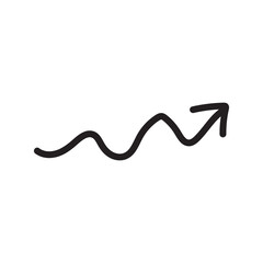 Wavy Black Arrow Icon Pointing Upward – Hand-drawn Zigzag Style