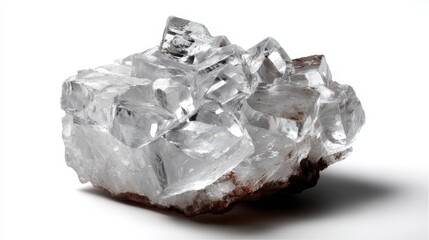 Obraz premium Stunning Clear Quartz Crystal Cluster Isolated on White Background