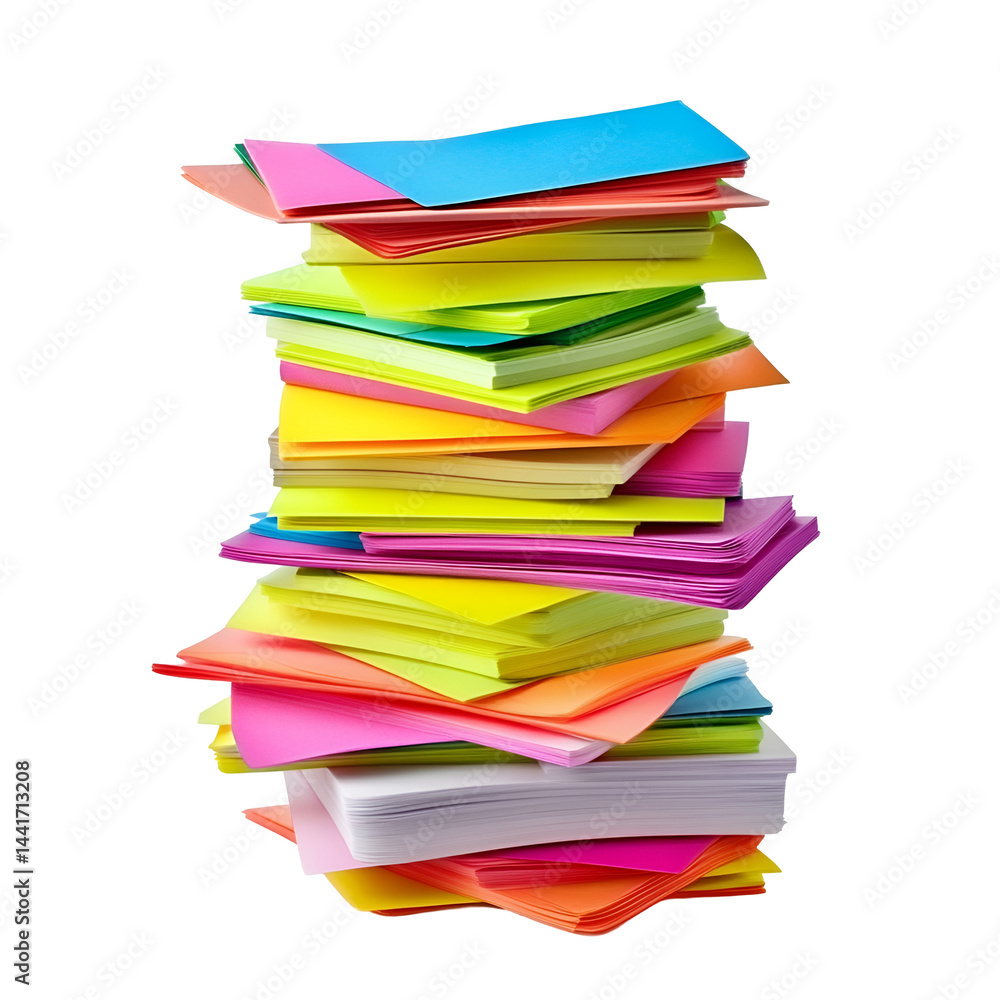 Poster stack of vibrant colorful sticky notes for reminders and organization on dark background