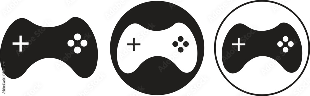 Poster video game console icons set in flat styles. gaming controller concepts. gaming technology sign symb