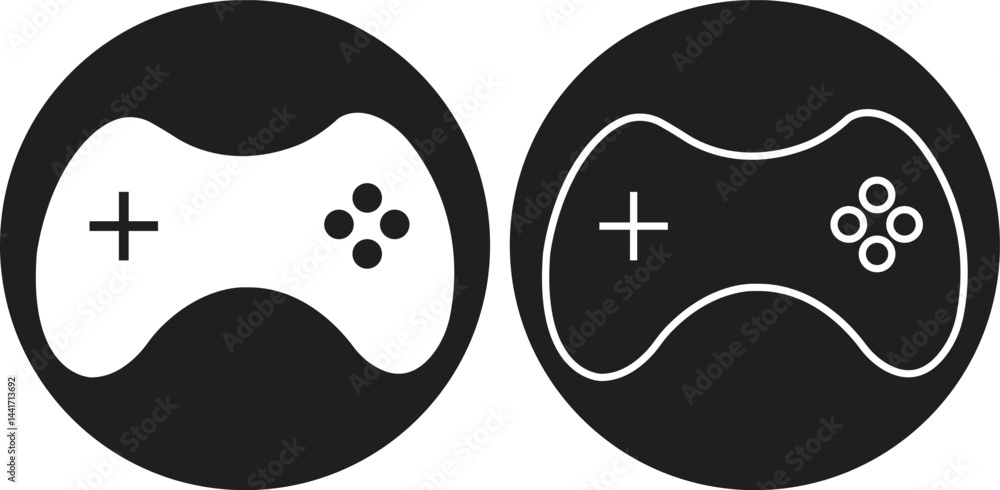 Poster video game console icon set flat, line style. gaming controller concept. gaming technology sign symb