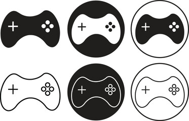 Video game console icon set flat, line style. Gaming controller concept. Gaming technology sign symbol illustration. Suitable for web page, mobile app and ui design isolated on transparent background.