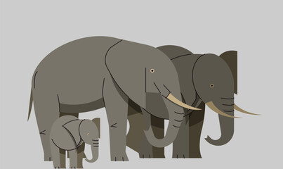 illustration of a group of elephants with a baby elephant, symbolizing family, strength, and unity in the animal kingdom, depicted in a serene and peaceful natural setting.