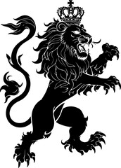 Obraz premium Heraldic Lion Rampant Silhouette Vector