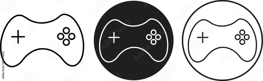 Poster video game console icons set in line styles. gaming controller concepts. gaming technology sign symb