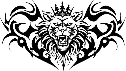 Obraz premium Tribal Lion King Emblem Vector Tettoo