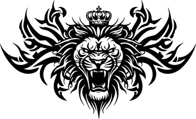 Obraz premium Tribal Lion King Emblem Vector Tettoo