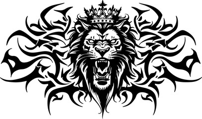 Obraz premium Tribal Lion King Emblem Vector Tettoo