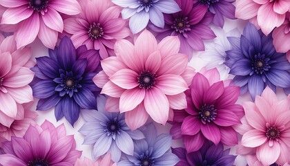 Fototapeta premium Floral Background with Pink and Purple Flowers Pattern