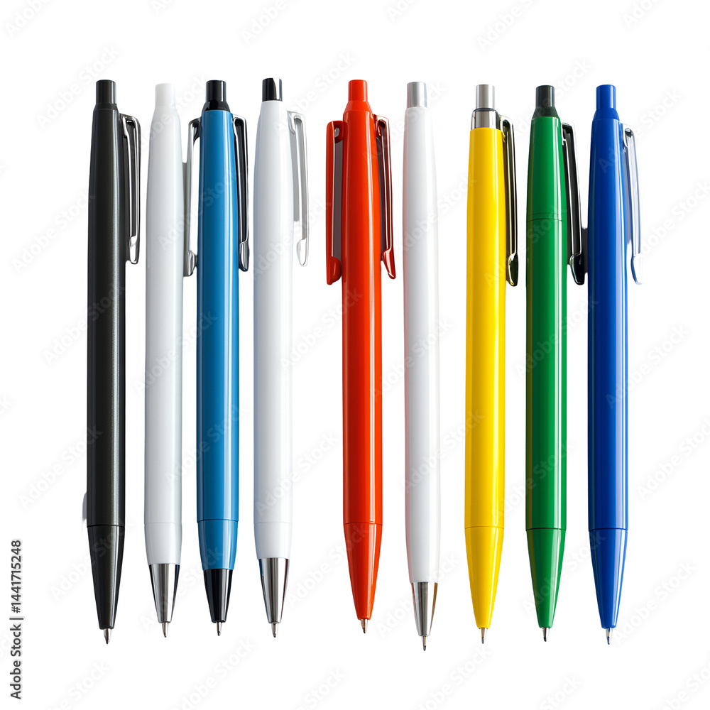 Aufkleber vibrant multicolored pens arrayed in a row on dark background for creative writing and office suppli