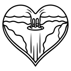 Waterfall of Love Minimalist Heart Line Art