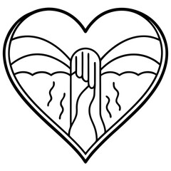 Waterfall of Love Minimalist Heart Line Art