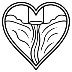 Waterfall of Love Minimalist Heart Line Art