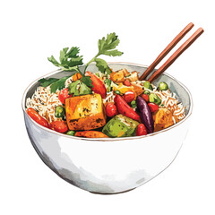 watercolor illustration of Biryani clipart isolated