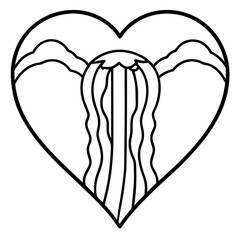 Waterfall of Love Minimalist Heart Line Art