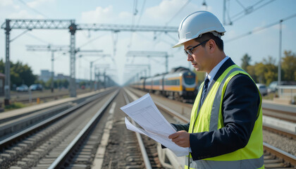 Railroad Engineer Reviewing Documents